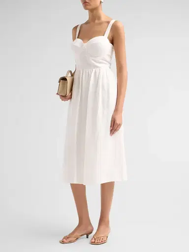 L'Agence Women's Tiani Bustier Linen-Blend Midi Dress | Thumbnail 4 L'Agence Women's Tiani Bustier Linen-Blend Midi Dress | Thumbnail 4