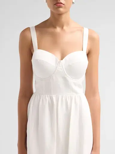 L'Agence Women's Tiani Bustier Linen-Blend Midi Dress | Thumbnail 5 L'Agence Women's Tiani Bustier Linen-Blend Midi Dress | Thumbnail 5