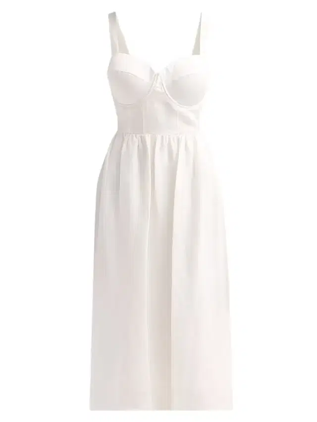 L'AGENCE Women's Tiani Bustier Linen-Blend Midi Dress -