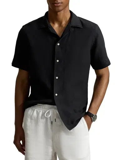 Polo Ralph Lauren Men's Classic-Fit Linen Camp Shirt - Polo Black - Size XXL | Thumbnail 3 Polo Ralph Lauren Men's Classic-Fit Linen Camp Shirt - Polo Black - Size XXL | Thumbnail 3