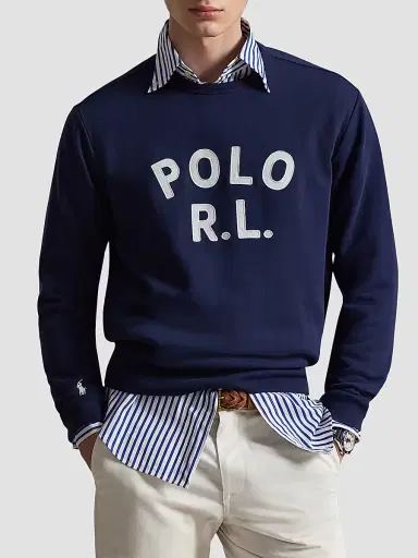 Polo Ralph Lauren Men's Logo Cotton-Blend Crewneck Sweatshirt - New Port Navy - Size XXL | Thumbnail 3