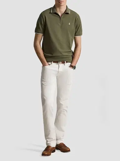 Polo Ralph Lauren Men's Classic-Fit Stretch Mesh Zip Polo Shirt - Cruise Olive - Size XS | Thumbnail 2 Polo Ralph Lauren Men's Classic-Fit Stretch Mesh Zip Polo Shirt - Cruise Olive - Size XS | Thumbnail 2