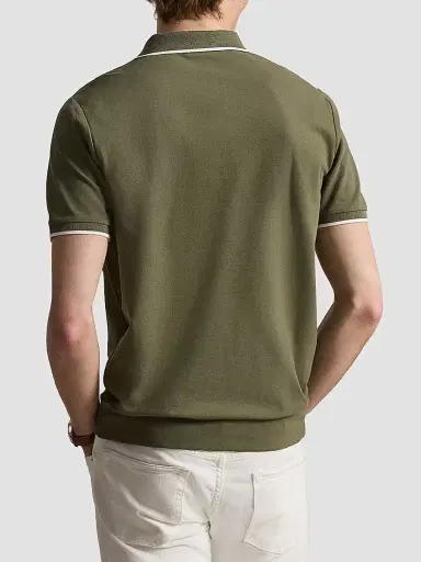 Polo Ralph Lauren Men's Classic-Fit Stretch Mesh Zip Polo Shirt - Cruise Olive - Size XS | Thumbnail 3 Polo Ralph Lauren Men's Classic-Fit Stretch Mesh Zip Polo Shirt - Cruise Olive - Size XS | Thumbnail 3