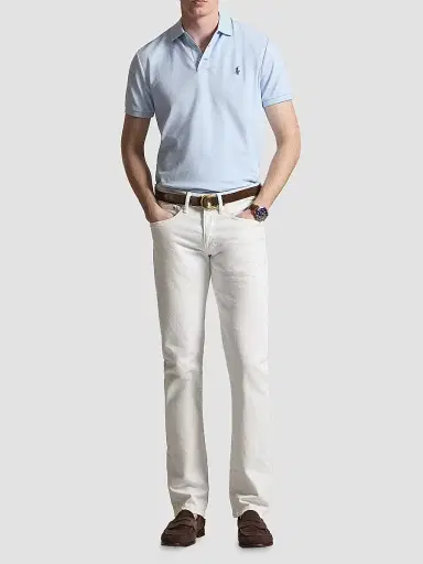 Polo Ralph Lauren Men's Custom-Slim-Fit Stretch Mesh Polo Shirt - Small Glen Pebble Blue - Size Medium | Thumbnail 2 Polo Ralph Lauren Men's Custom-Slim-Fit Stretch Mesh Polo Shirt - Small Glen Pebble Blue - Size Medium | Thumbnail 2