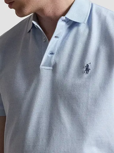Polo Ralph Lauren Men's Custom-Slim-Fit Stretch Mesh Polo Shirt - Small Glen Pebble Blue - Size Medium | Thumbnail 5 Polo Ralph Lauren Men's Custom-Slim-Fit Stretch Mesh Polo Shirt - Small Glen Pebble Blue - Size Medium | Thumbnail 5