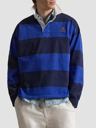 Polo Ralph Lauren Men's Striped Jersey Rugby Shirt - Cruise Royal Newport Navy - Size XXL | Thumbnail 4