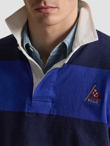 Polo Ralph Lauren Men's Striped Jersey Rugby Shirt - Cruise Royal Newport Navy - Size XXL | Thumbnail 5