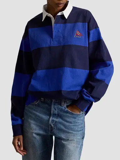 Polo Ralph Lauren Men's Striped Jersey Rugby Shirt - Cruise Royal Newport Navy - Size XXL | Thumbnail 8