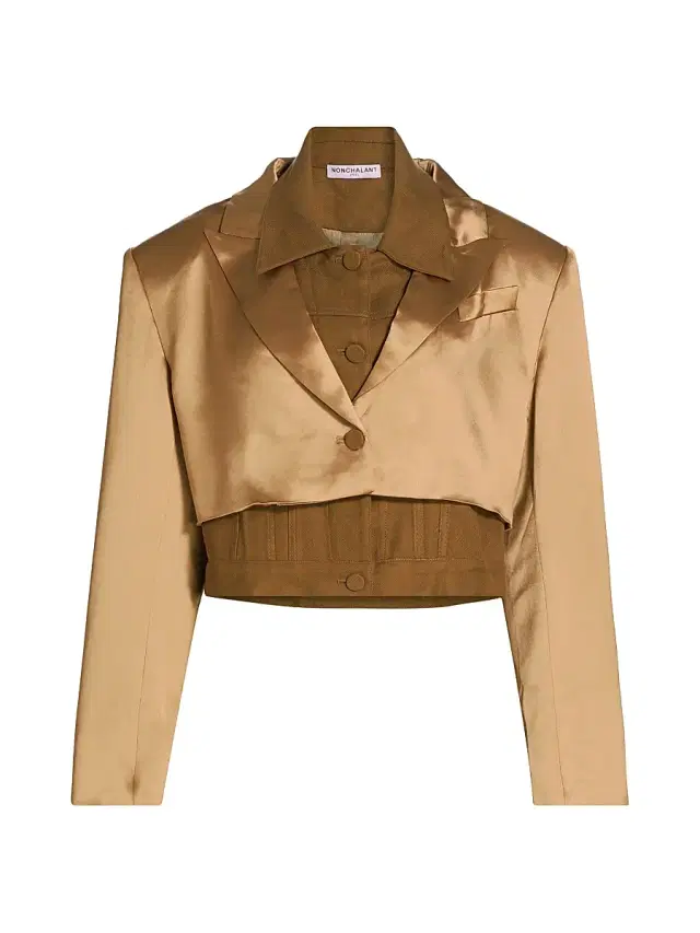 Nonchalant Label Women's Neel Satin Layered Jacket - Bronze Brown