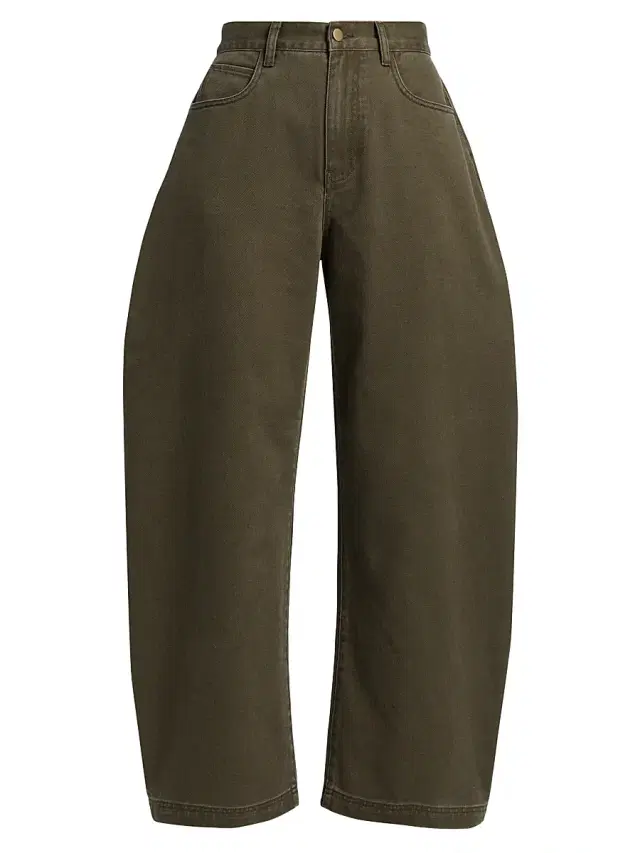 Ronny Kobo Women's Ninon Barrel-Leg Jeans - Olive