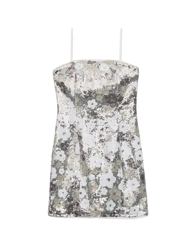 Theme Girl's Maizy Floral Sequined Dress - Silver