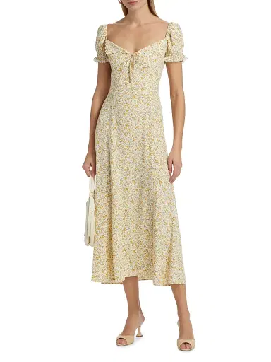 Reformation Women's Shyla Floral Midi-Dress - Lima | Thumbnail 3