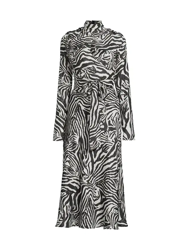 Women's Joi Zebra-Print Tie-Waist Midi-Dress - Zebra