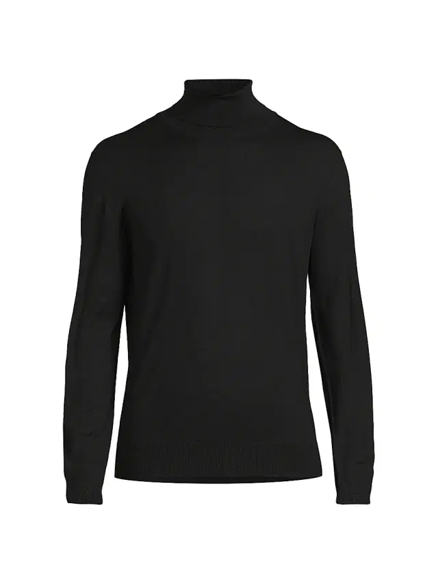 Men's Wool Turtleneck Sweater - Black