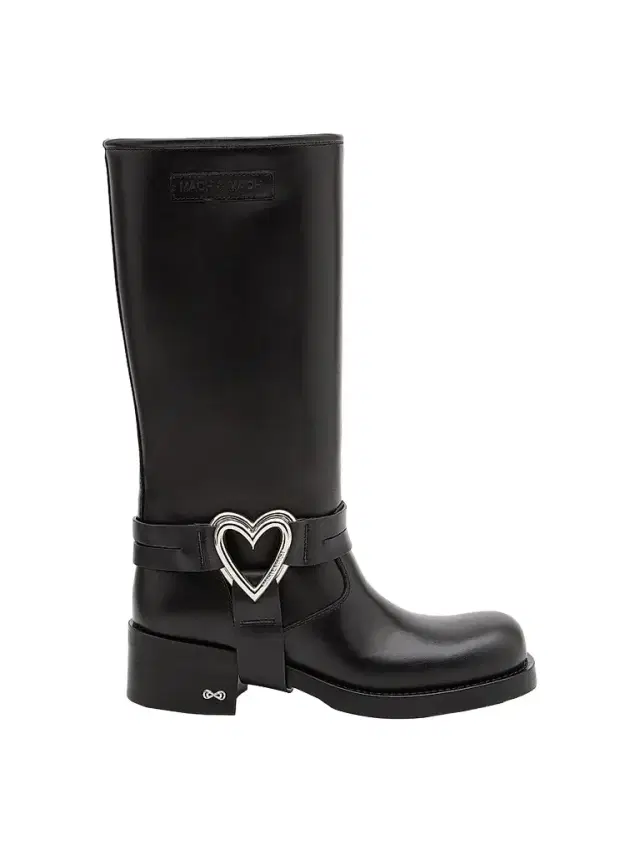 Mach & Mach Women's Double Heart 50MM Leather Combat Boots - Black