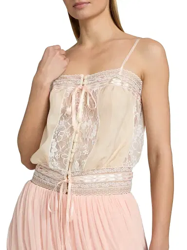 Ronny Kobo Women's Laila Silk Lace-Trim Top | Thumbnail 6 Ronny Kobo Women's Laila Silk Lace-Trim Top | Thumbnail 6