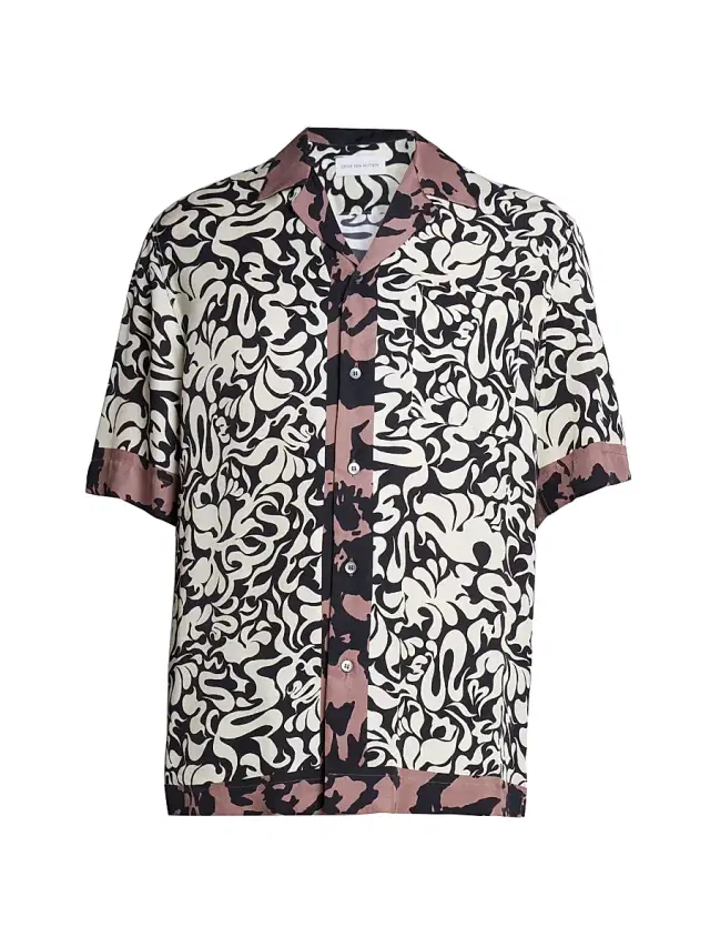 Dries Van Noten Men's Carltone Printed Short-Sleeve Shirt - Black