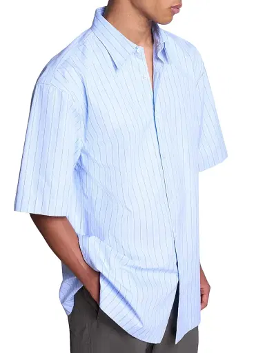 Dries Van Noten Men's Cassidy Striped Cotton Short-Sleeve Shirt | Thumbnail 6 Dries Van Noten Men's Cassidy Striped Cotton Short-Sleeve Shirt | Thumbnail 6