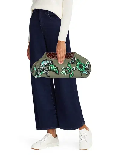 Dries Van Noten Women's Medium Embroidered Cotton Clutch | Thumbnail 3 Dries Van Noten Women's Medium Embroidered Cotton Clutch | Thumbnail 3