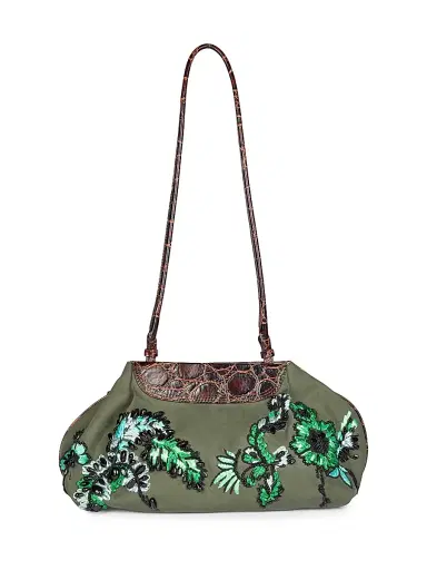 Dries Van Noten Women's Medium Embroidered Cotton Clutch | Thumbnail 1 Dries Van Noten Women's Medium Embroidered Cotton Clutch | Thumbnail 1
