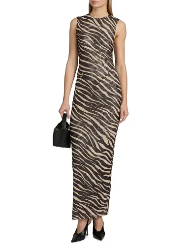 Ronny Kobo Women's Krisa Zebra Striped Column Maxi Dress - Zebra - Size XL | Thumbnail 3