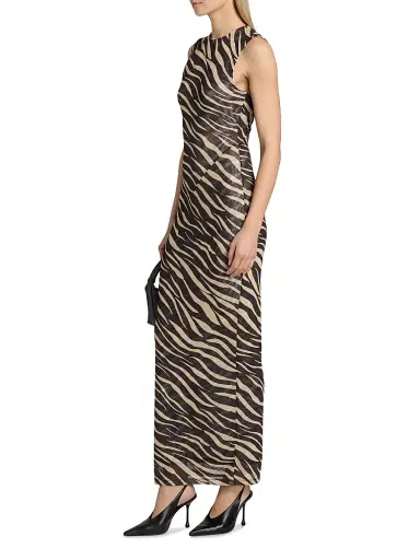 Ronny Kobo Women's Krisa Zebra Striped Column Maxi Dress - Zebra - Size XL | Thumbnail 4