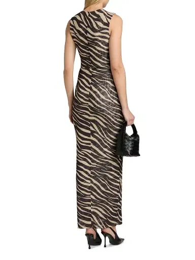 Ronny Kobo Women's Krisa Zebra Striped Column Maxi Dress - Zebra - Size XL | Thumbnail 5