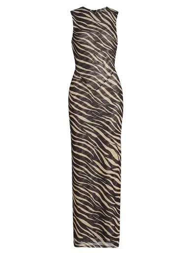 Ronny Kobo Women's Krisa Zebra Striped Column Maxi Dress - Zebra - Size XL | Thumbnail 1