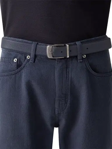 Zegna Men's Leather Belt - Dark Blue | Thumbnail 2