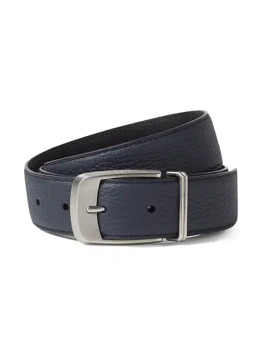 Zegna Men's Leather Belt - Dark Blue | Thumbnail 1