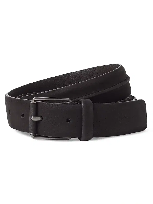 ZEGNA Men's Nubuck Belt - Dark Brown