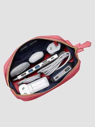 MAISON de SABRÉ Leather Tech Pouch - Candy Pink | Thumbnail 5