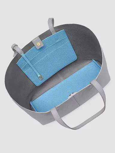 MAISON de SABRÉ Women's Leather Snap Soft Tote Bag - Dove Grey | Thumbnail 4