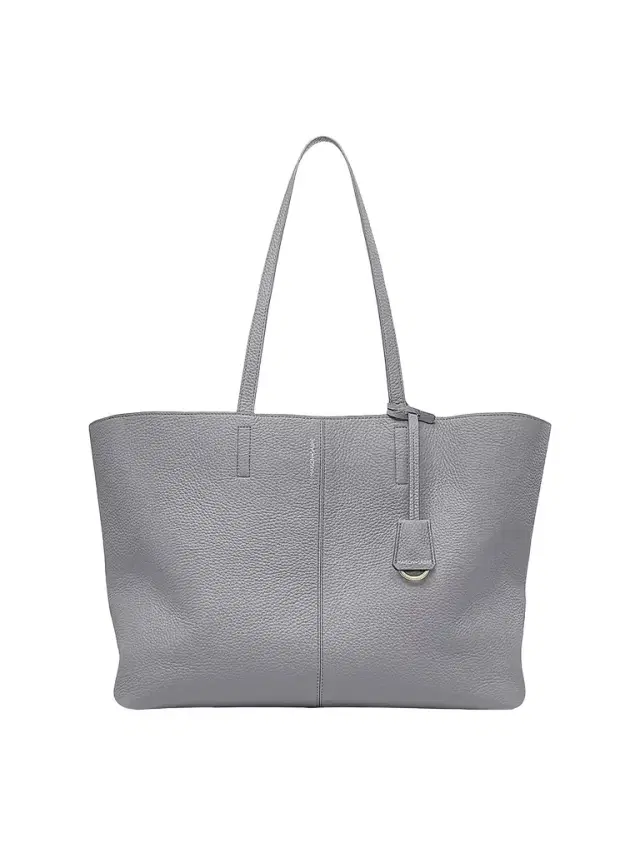 Maison de Sabre Women's  Leather Snap Soft Tote Bag - Dove Grey