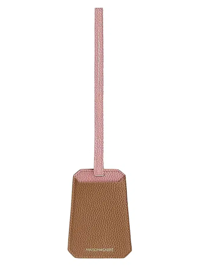 Maison de Sabre Leather Luggage Tag - Sandstone Lily