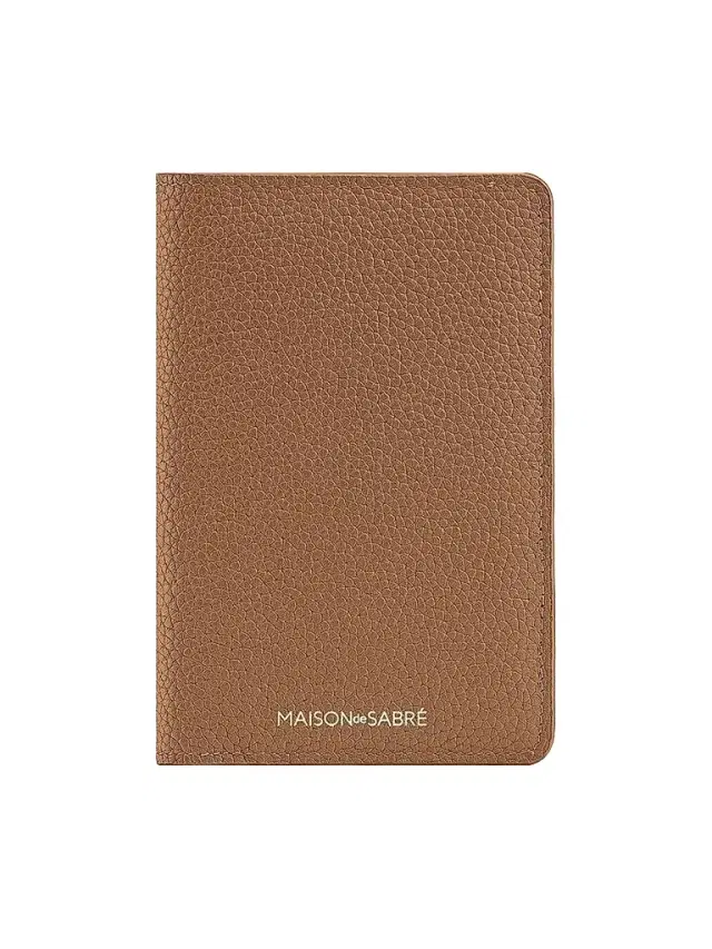 Maison de Sabre Leather Passport Holder - Sandstone Lily