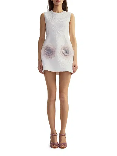 Cynthia Rowley Women's Jacquard 3D Flower Pocket A-Line Minidress - Black | Thumbnail 2