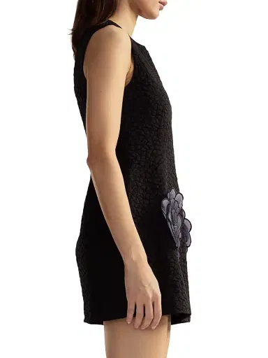 Cynthia Rowley Women's Jacquard 3D Flower Pocket A-Line Minidress - Black | Thumbnail 4