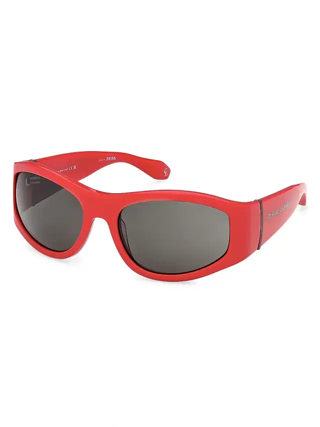 Christian Louboutin Men's 60MM Oval Sunglasses - Shiny Red Smoke