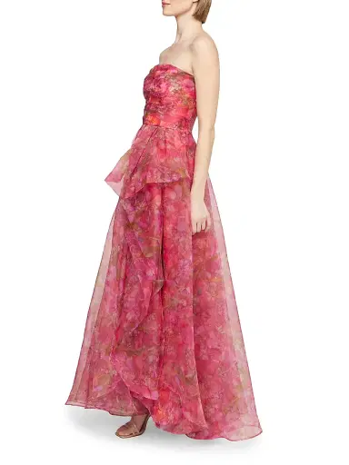 THEIA Women's Taytum Floral Organza Strapless Gown | Thumbnail 3
