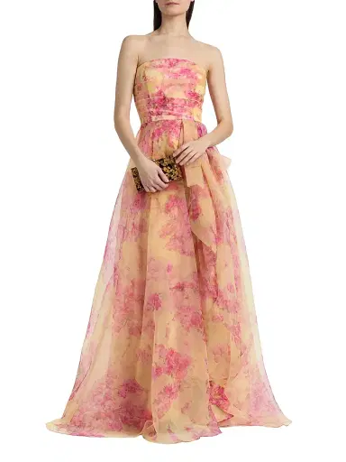 THEIA Women's Fahreta Organza Strapless Gown - Yellow Sakura Mist - Size 16 | Thumbnail 2