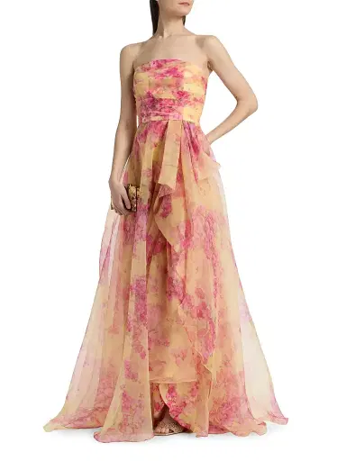 THEIA Women's Fahreta Organza Strapless Gown - Yellow Sakura Mist - Size 16 | Thumbnail 4