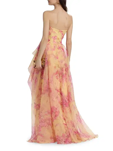 THEIA Women's Fahreta Organza Strapless Gown - Yellow Sakura Mist - Size 16 | Thumbnail 5