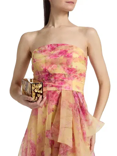 THEIA Women's Fahreta Organza Strapless Gown - Yellow Sakura Mist - Size 16 | Thumbnail 6