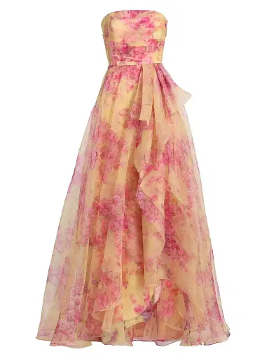 THEIA Women's Fahreta Organza Strapless Gown - Yellow Sakura Mist - Size 16 | Thumbnail 1