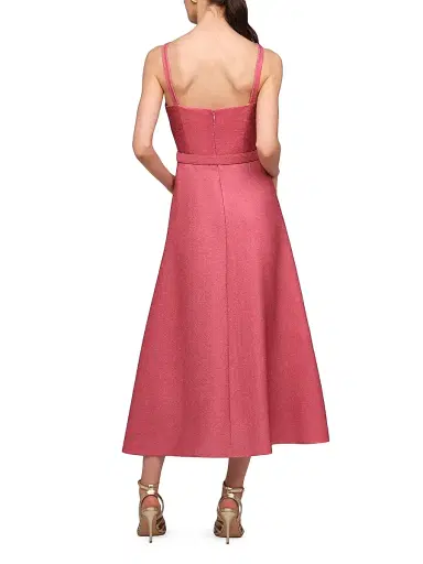 Kay Unger Women's Slyvie Floral Satin Belted Tea-Length Dress | Thumbnail 5 Kay Unger Women's Slyvie Floral Satin Belted Tea-Length Dress | Thumbnail 5