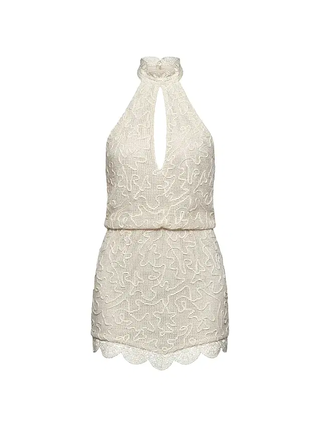 Et Ochs Women's Elise Embroidered Cotton Mesh Halterneck Minidress -