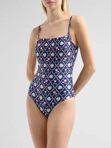 VERANDAH Women's Ammama One-Piece Swimsuit - Navy Lotus Checks - Size XL | Thumbnail 4 VERANDAH Women's Ammama One-Piece Swimsuit - Navy Lotus Checks - Size XL | Thumbnail 4