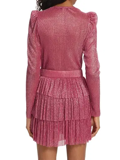 Sabina Musáyev Women's Carry Metallic Foil Ruffled Minidress - Hot Pink - Size Medium | Thumbnail 5 Sabina Musáyev Women's Carry Metallic Foil Ruffled Minidress - Hot Pink - Size Medium | Thumbnail 5