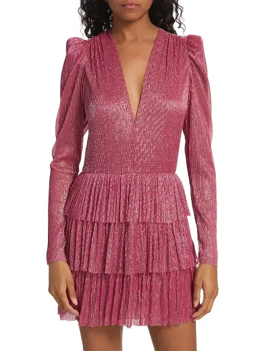 Sabina Musáyev Women's Carry Metallic Foil Ruffled Minidress - Hot Pink - Size Medium | Thumbnail 6 Sabina Musáyev Women's Carry Metallic Foil Ruffled Minidress - Hot Pink - Size Medium | Thumbnail 6